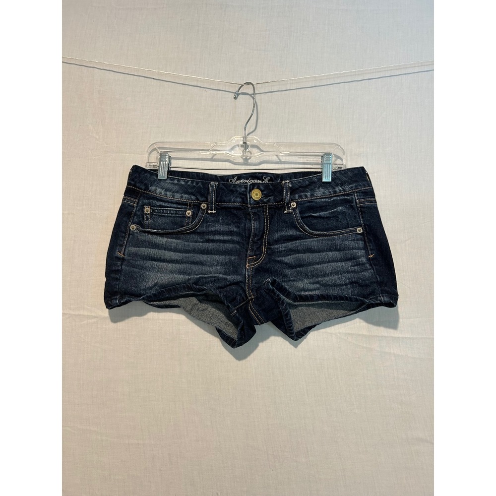 American Eagle Outfitters Women 10 Dark Wash‎ Low Rise Denim Shorts 3317341996